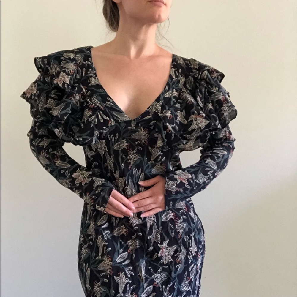 Doen Floral Maxi Dress - Black and Cream